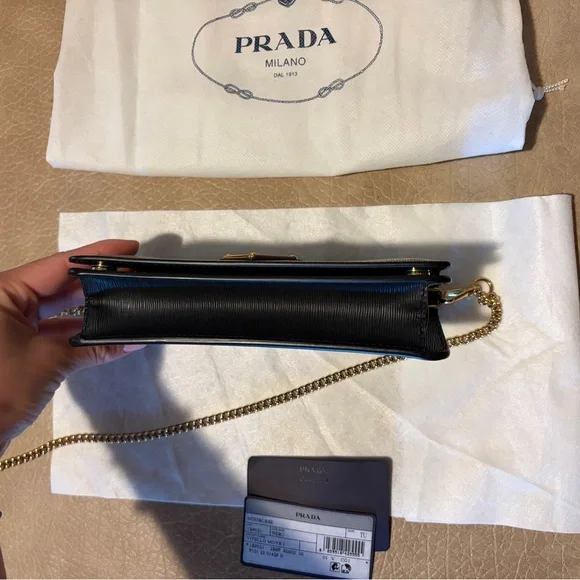 Prada Black Saffiano Leather Mini Bag with Gold hardware - Picture 7 of 10